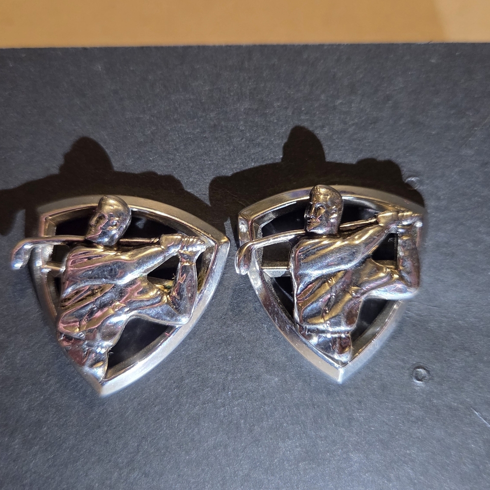 Silver-Tone Golf Cufflinks - Men Accessories